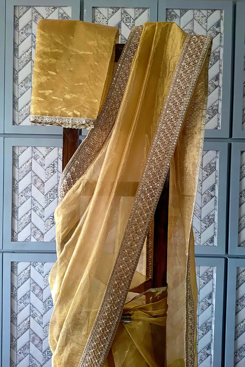 Tissue silk handwoven sari
