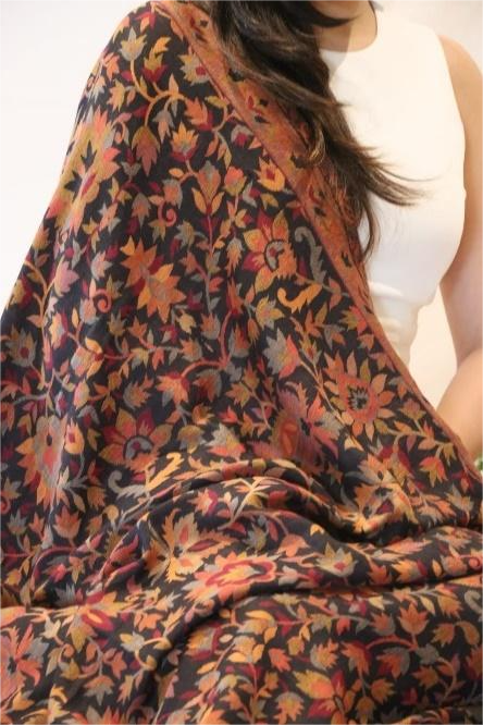 Rustic Floral Semi Pashmina shawl