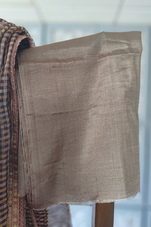 Choco checks handwoven zari silk sari