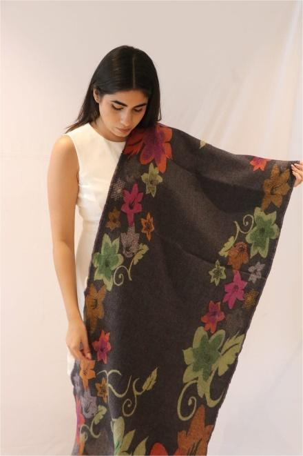 Floral Digital-Print Woolen Stole