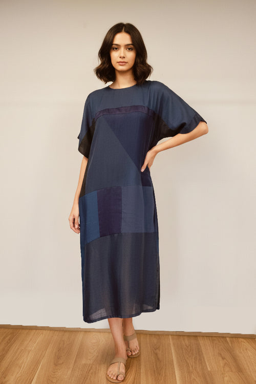 Blue Patchwork Dress- Align by Rashmi Chowdhary