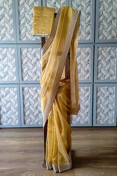 Tissue silk handwoven sari