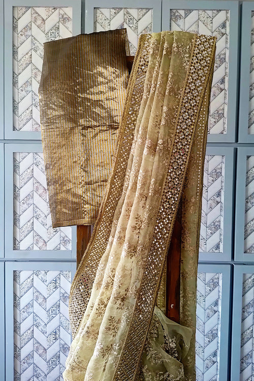 Organza embroidered sari