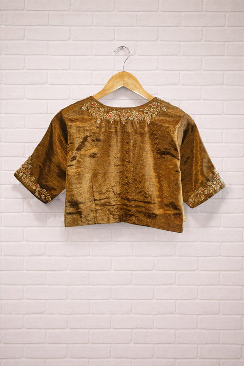 Antique handwoven Tissue Blouse with hand Embroidery