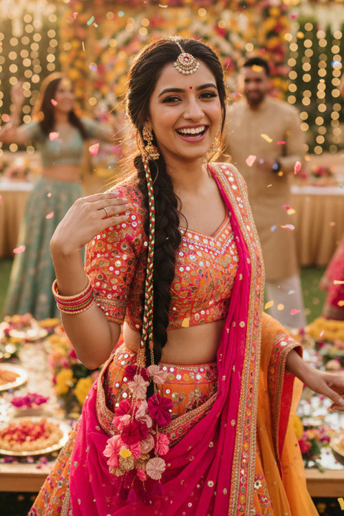 Colorful hair parandi for wedding