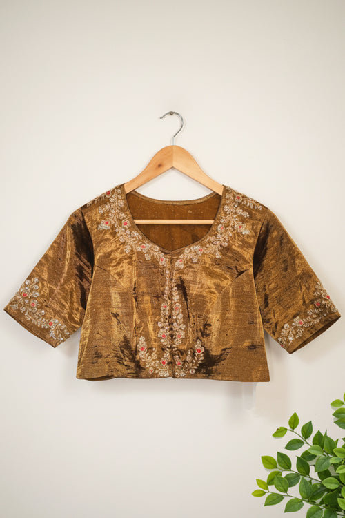 Antique handwoven Tissue Blouse with hand Embroidery