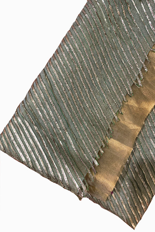 Gota work on handwoven Blouse Fabric