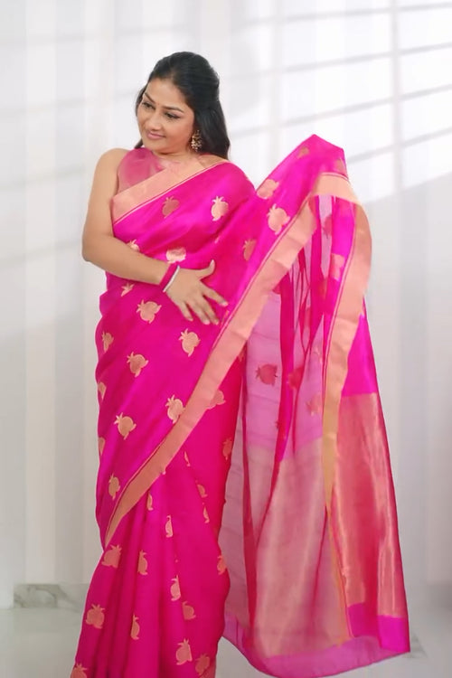 Annara - Rani pink silk saree