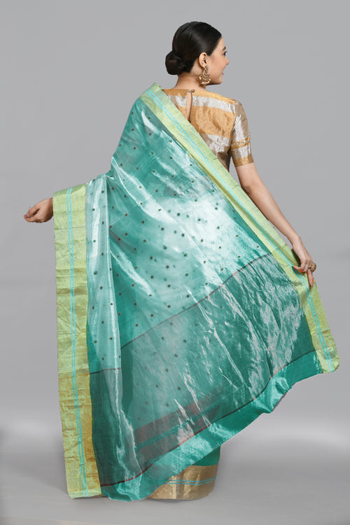 Teal silk saree