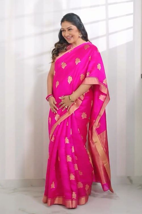 Annara - Rani pink silk saree