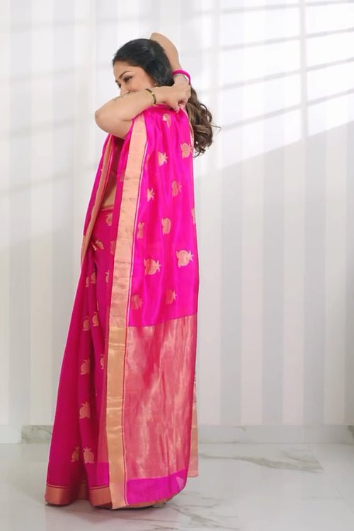 Annara - Rani pink silk saree