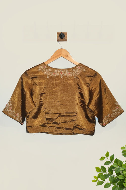 Antique handwoven Tissue Blouse with hand Embroidery
