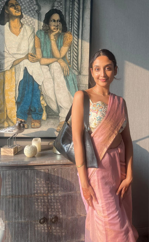 Blush Pink tissue saree