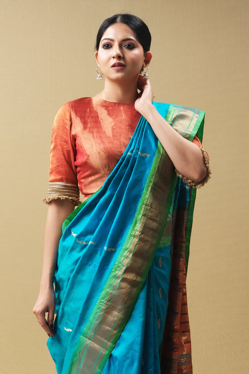 Green Paithani handwoven sari