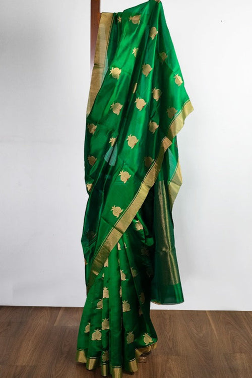 Beautiful green silk sari 