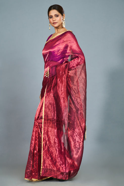 Pink tissue sari