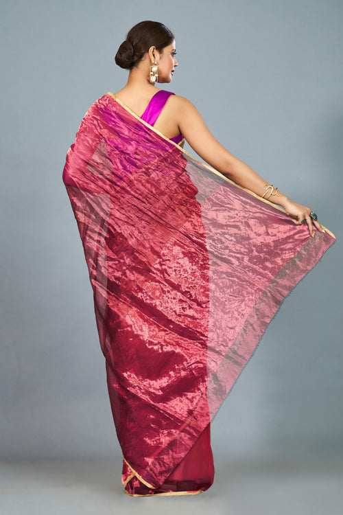 Pink tissue sari