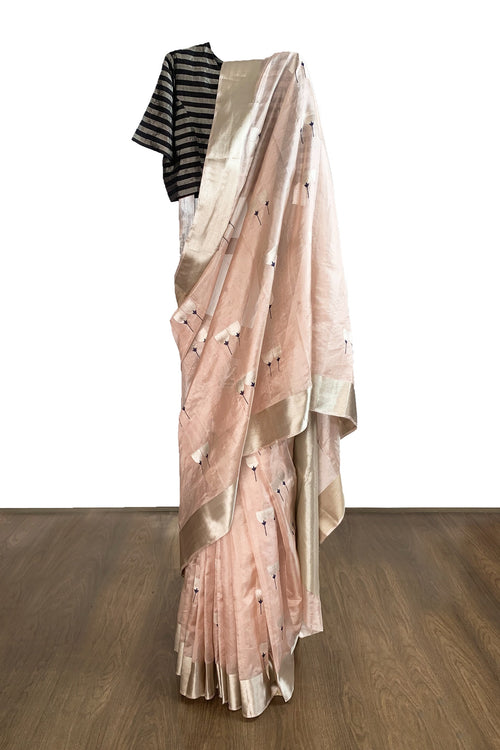 Peach soft silk saree