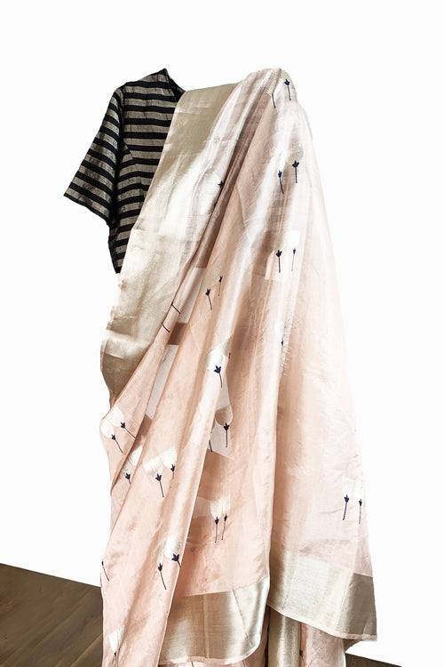 Peach soft silk saree