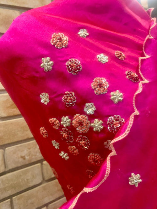 Fuschia silk saree