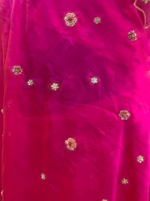 Fuschia silk saree
