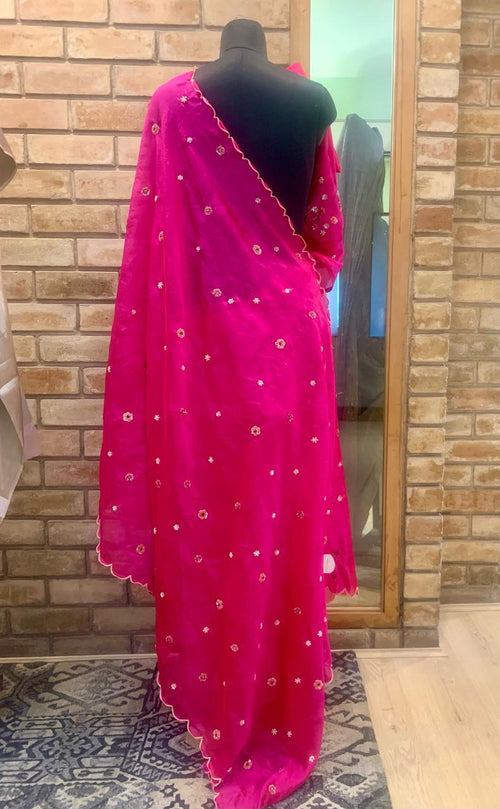 Fuschia silk saree