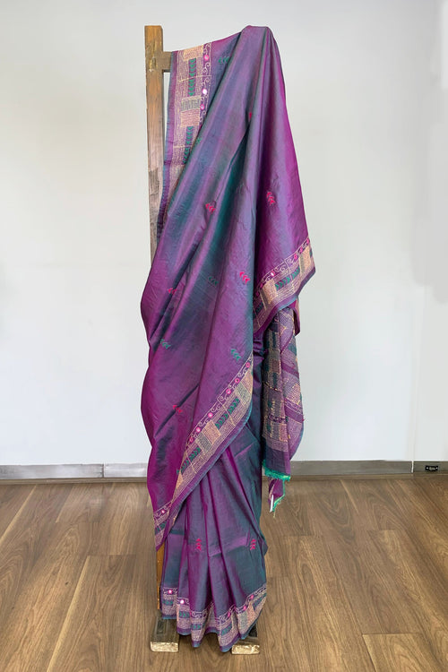 Kantha stitch tussar sari (silk)