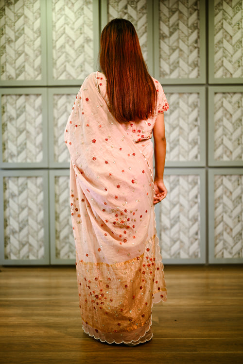 Hand embroidered meadow sari