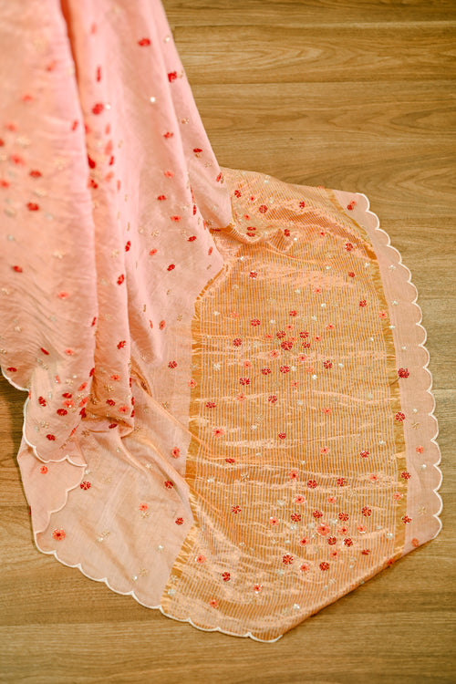 Hand embroidered meadow sari