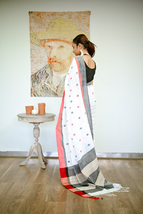 Cotton jamdani handwoven sari