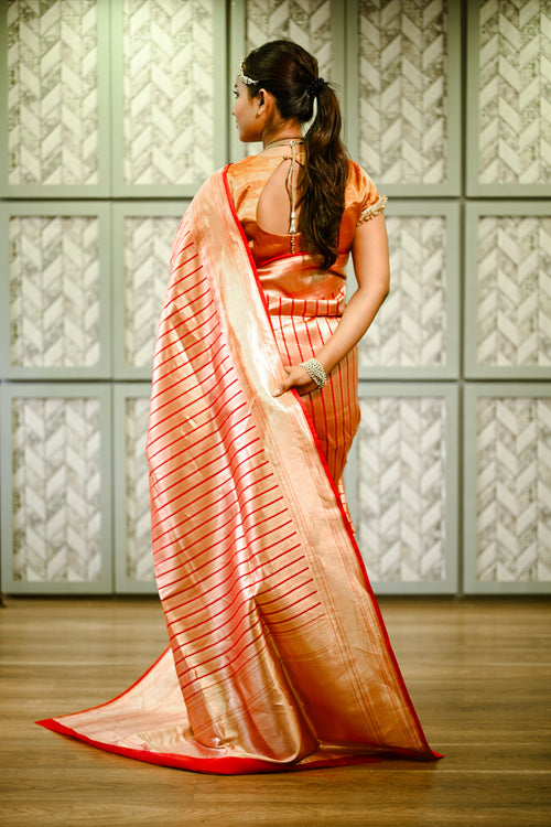 Red banarasi  silk sari