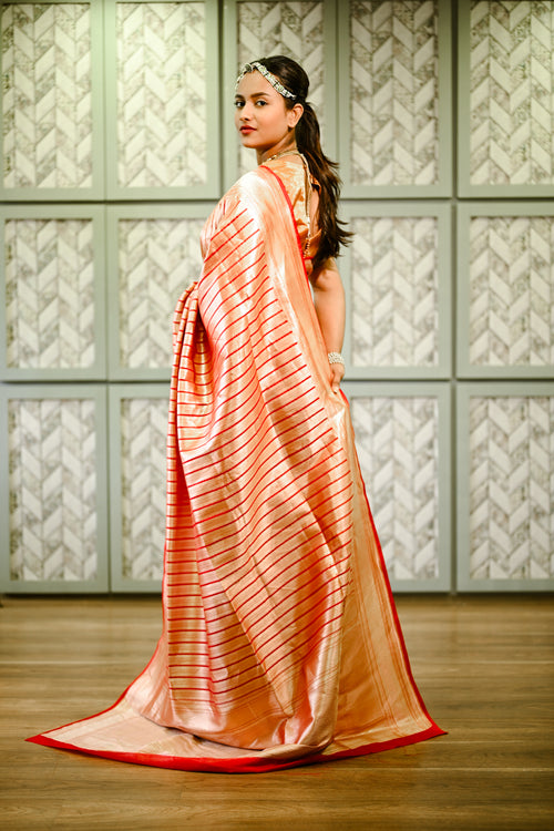 Red banarasi  silk sari