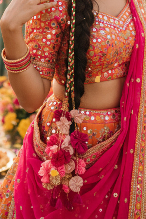 Colorful hair parandi for wedding