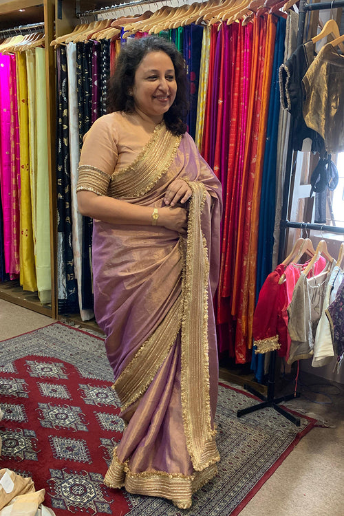 Lilac handwoven Tissue festive sari