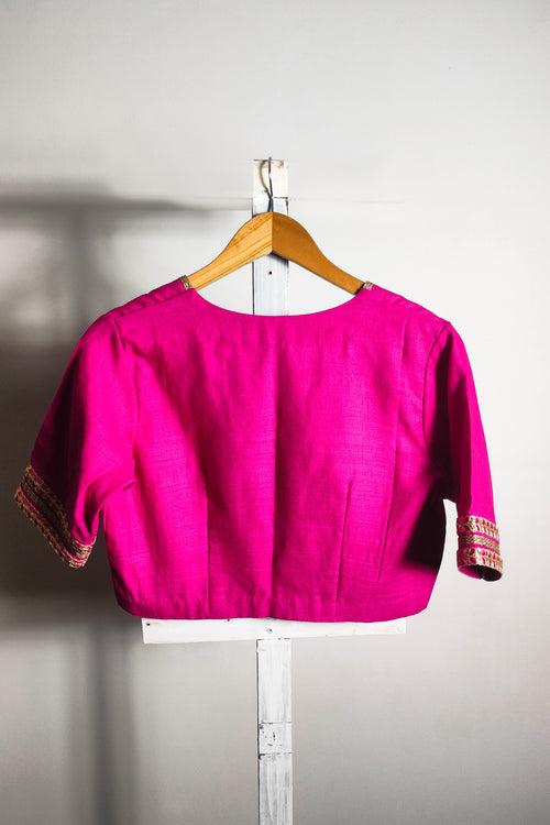 Pink Cotton blouse with beautiful lace 