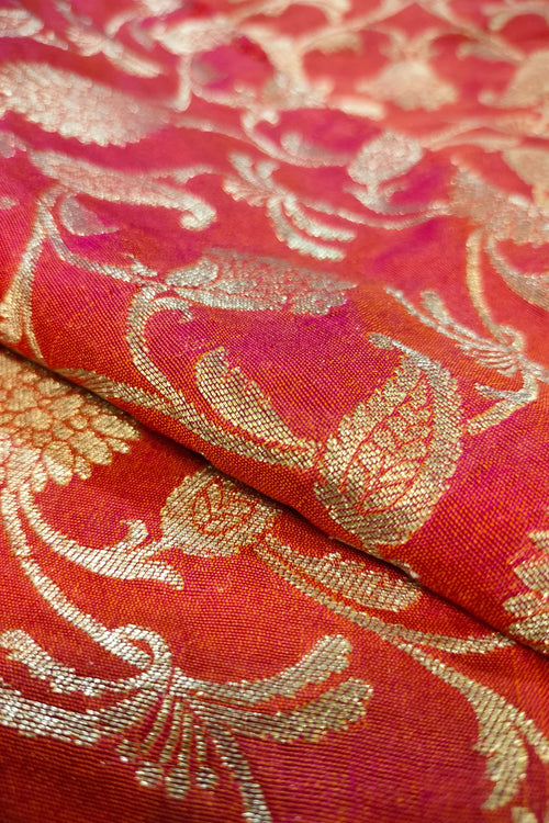 Red Zari Brocade Fabric