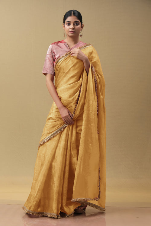 Sari Ki Almari-Yellow with golden phuljhari saree