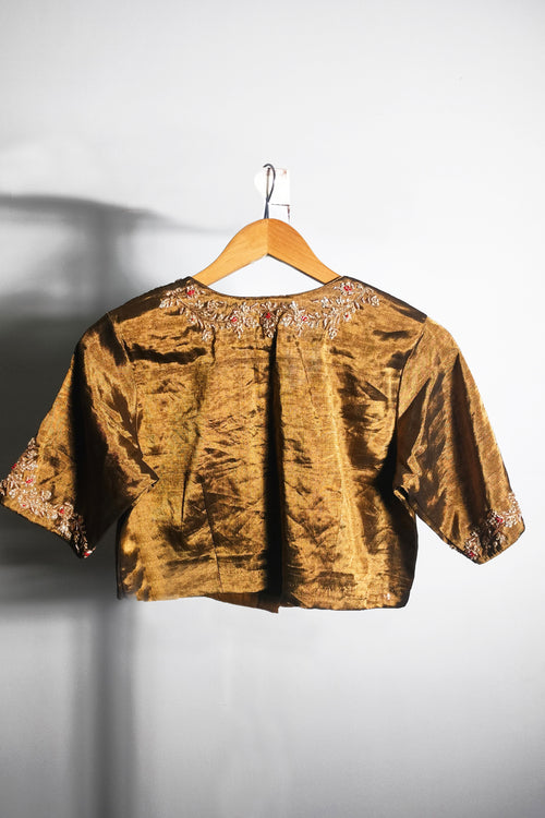 Sari Ki Almari- Tissue silk blouse with beautiful hand embroidery for wedding 2
