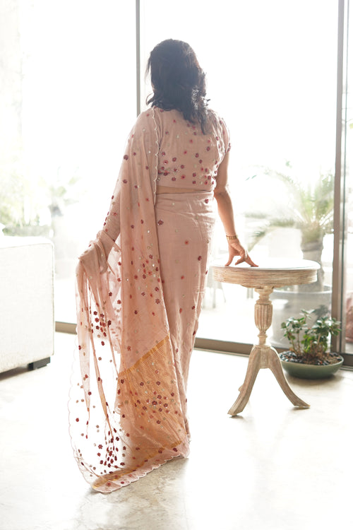 Sari ki Almari - Cotton tissue saree pink04