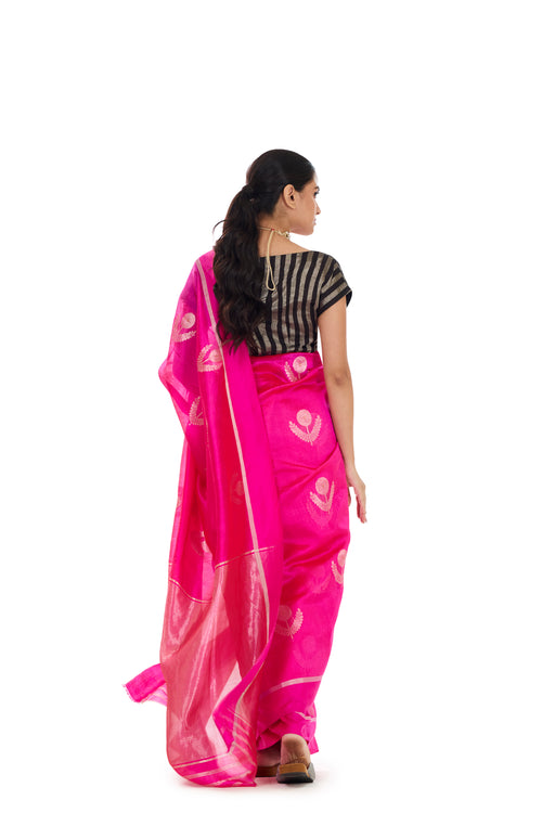 Shona Rani Silk Saree With Beautiful Zari Buta Flower Design