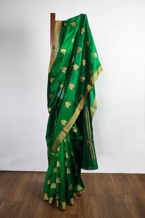 Annara - Green pink silk saree