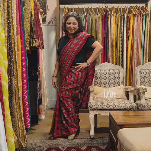 Ready to wear half saree - red