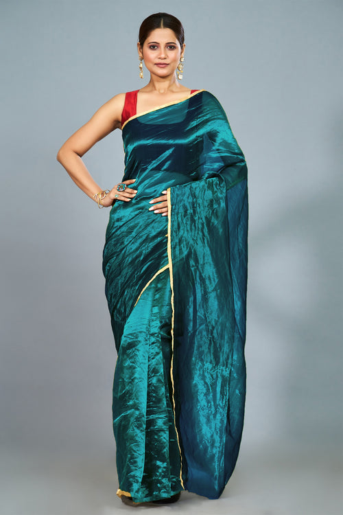 Aqua Blue tissue sari