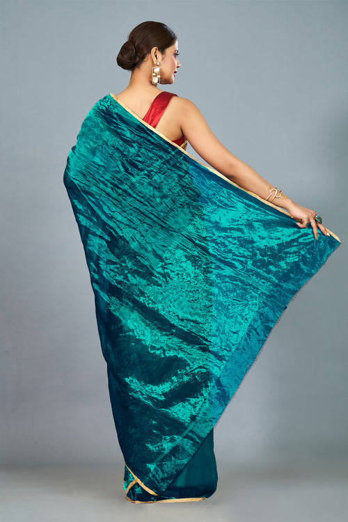 Aqua Blue tissue sari