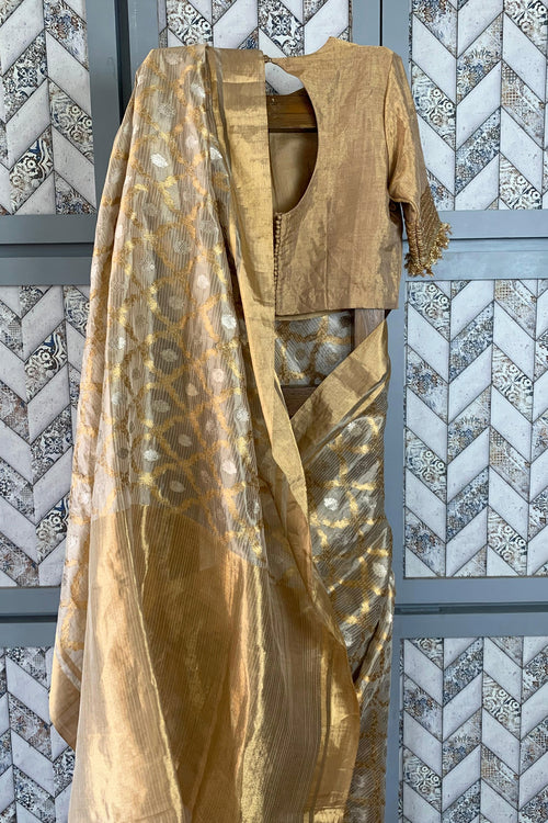 Beige silk Sari