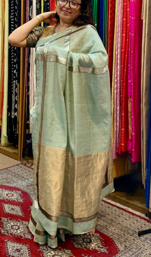 Tissue sari with Gota lines