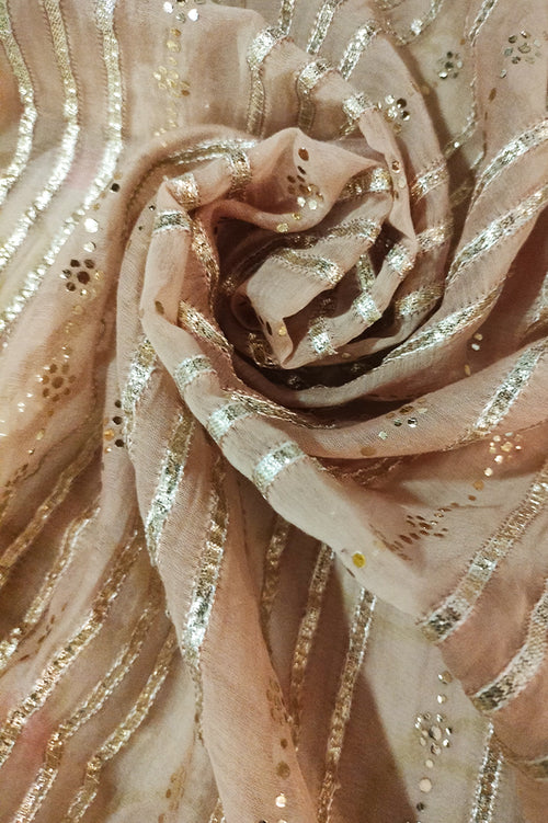 Beige Tissue hand embroidered sari with blouse piece