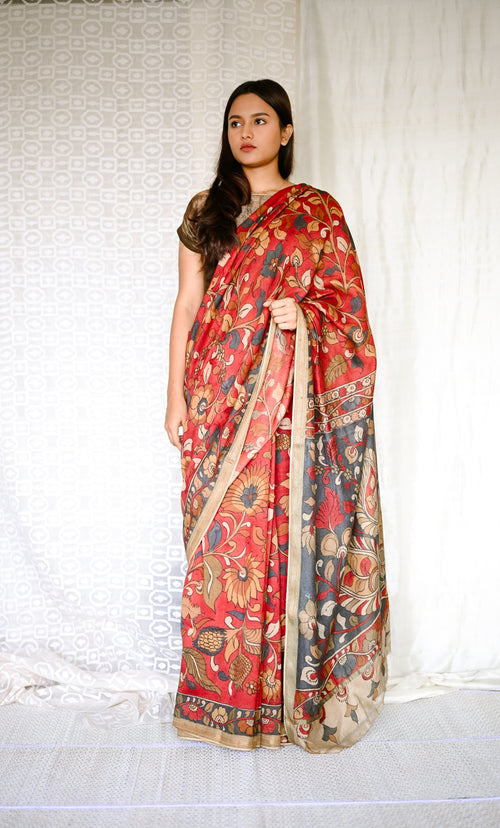  hand-painted Kalamkari Sari