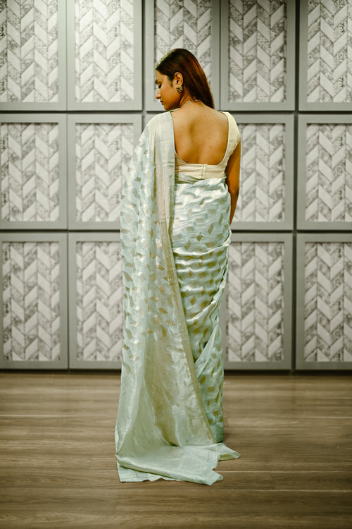 Powder blue silk sari