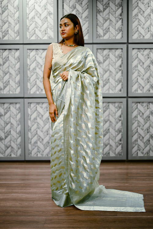 Powder blue silk sari